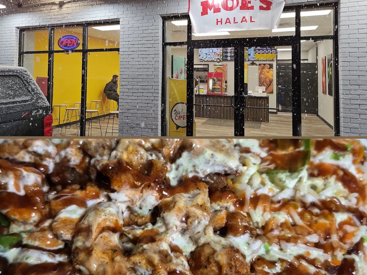 Restaurant food display with halal cart favorites
